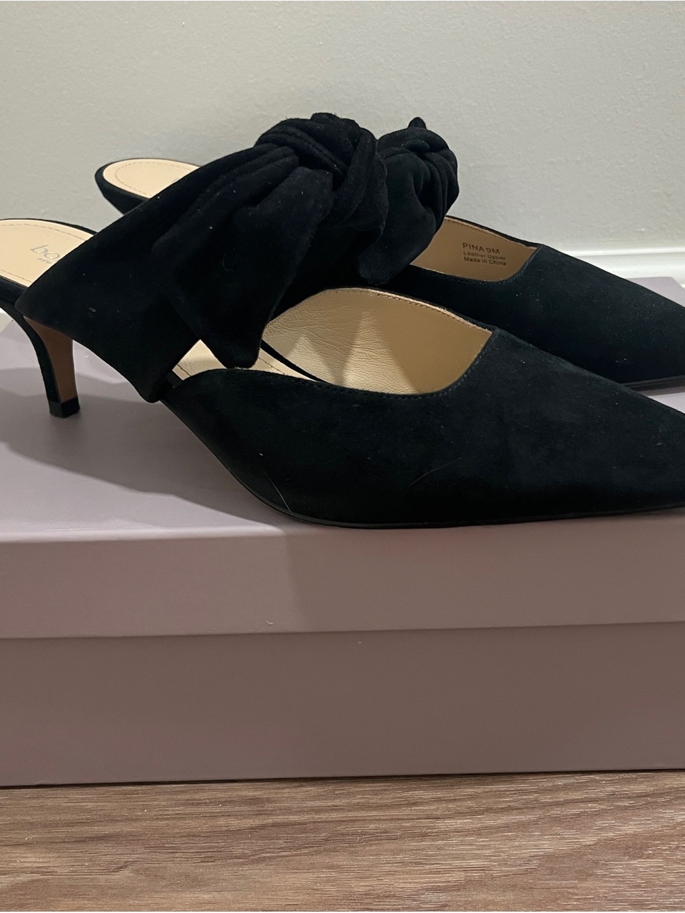 Botkier Pina Black Suede Knotted Mule Heels